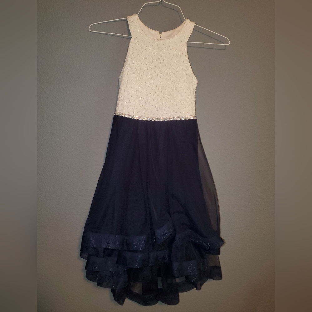 Speechless Kids Dress Blue White Girls 7 Sequins Sparkly Wedding Church Easter